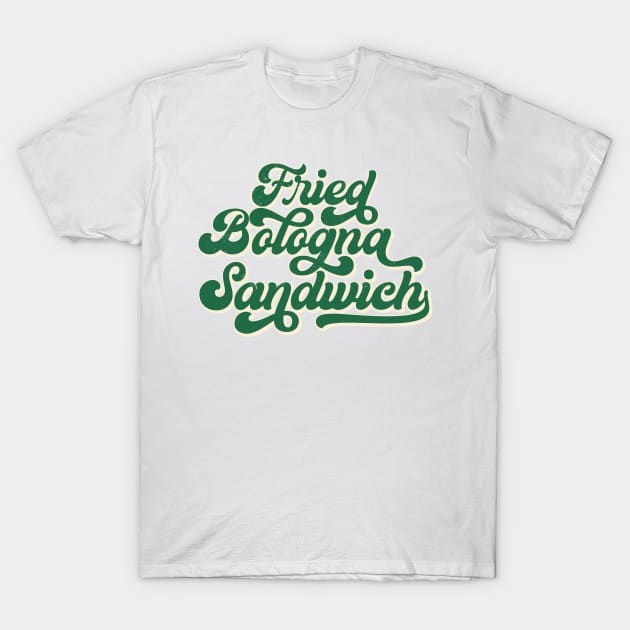 Fried Bologna Sandwich, Funny Retro Baseball Style Foodie T-Shirt by emmjott